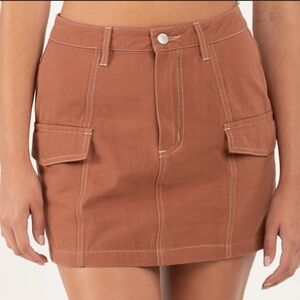 Brown Mini Skirt with Pockets